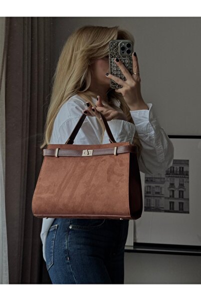 mèche atelier since 2024 Merlin Women's Suede Hand and Shoulder Bag Brown