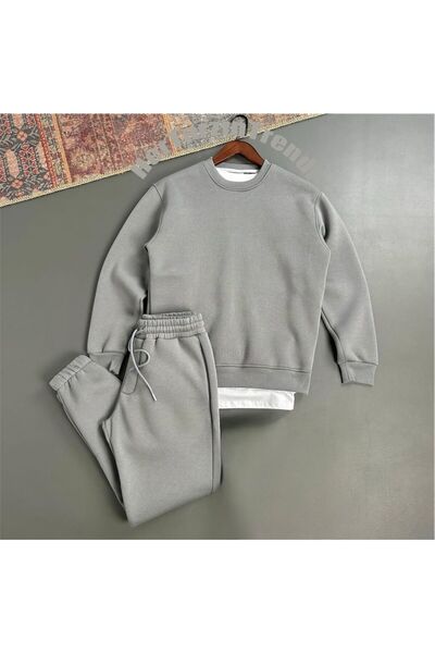 HerTarzınTrendi Unisex Fleece-Lined Crew Neck Tracksuit Set – Warm, Comfortab...