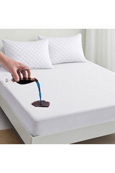 SELLER HOME Waterproof Mattress Cover Set 160×200x25 + 2 Quilted Pillows 50x70