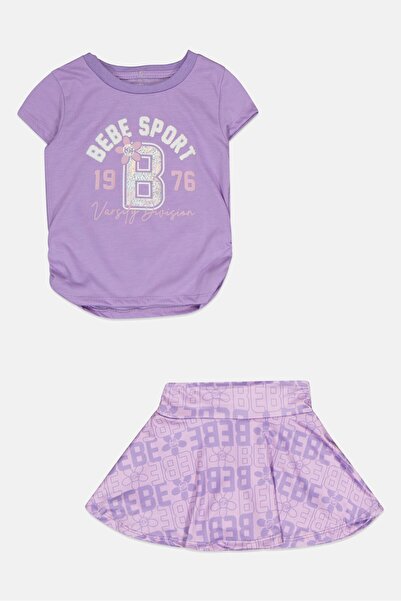 Bebe Toddlers Girl 2 Pcs Brand Logo Outdoor T-Shirt And Skort Set, Multicolor