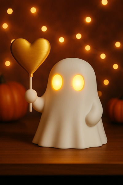 Atsutech Sevimli Hayalet Gece Lambası - Kalpli Balonlu, Romantik Oda Dekoru, ...