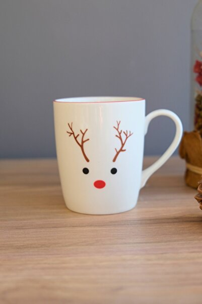 tabakevi Tabak Evi Porcelain Reindeer Mug with Handle 220 ml