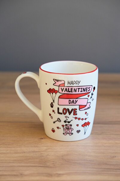 tabakevi Tabak Evi Porcelain Valentines Mug with Handle 220 ml