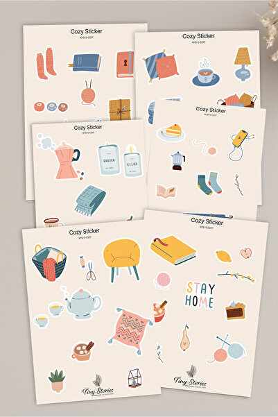 tinystoriestr مجموعة ملصقات ذات طابع مريح - 6 قطع / مفكرة، دفتر ملاحظات، مجلة...
