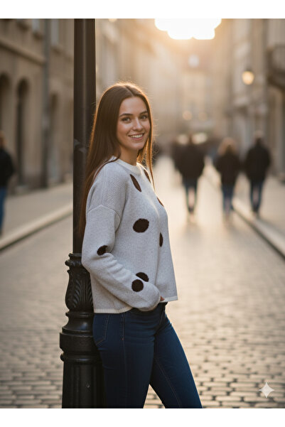 ikomteks Polka Dot Soft Women's Knit Sweater