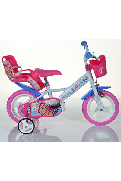Dino Bikes Bicicletă pentru copii Alyssa DB-124RL-ALS Dino Bikes, 12 inch – Alb și roz