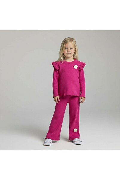 LEAKİDS Elegant Flowered Front Girl's Dress with Comfortable Fit Girl's Suit