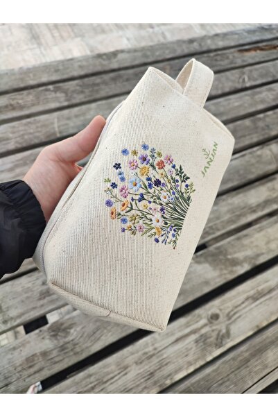 JANJAN Large Natural Makeup Bag, Organizer Bag, Organizer, Cosmetic Carrying Case,