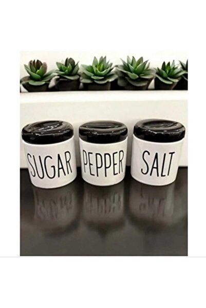 Home 3-Piece Porcelain Spice Rack Spice Set Set in Black & White Color