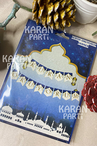 karanca parti süs Kuran Okuyorum Banner Flama Bayrak Hatim Hafızlık Töreni Oda Süslemesi İçin