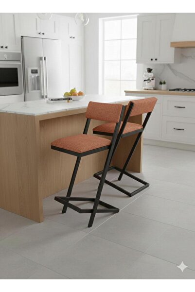 Kırlenta EMSA 65 CM 2 ADET KİREMİT BAR SANDALYESİ MUTFAK SANDALYESİ BAR MASAS...