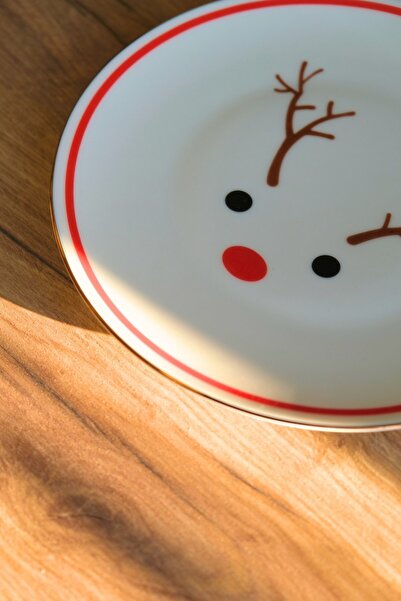 tabakevi Plate House Porcelain Reindeer Cake Plate Gold Gilded 20,50cm