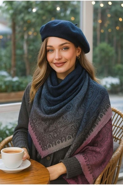 ibeeka Etro patterned pink color transition soft textured shawl