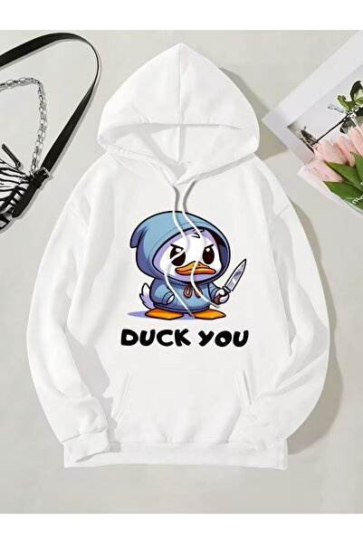 LAYORA Cartoon Cats Printed Kangaroo Pocket Hooded Sweatshirt,