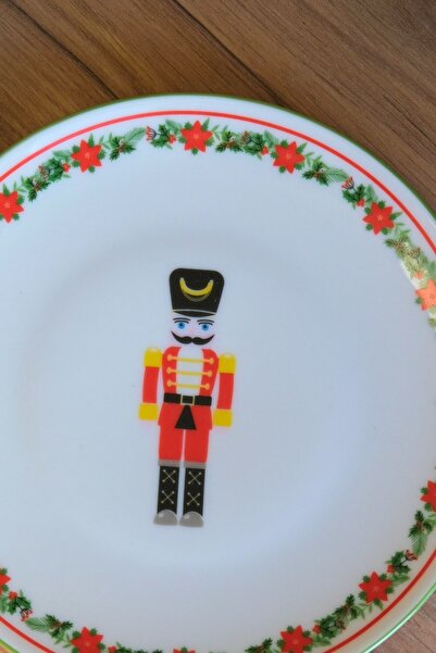 tabakevi Tabak Evi Porcelain Lead Soldier Cake Plate with Green Net 20,50cm