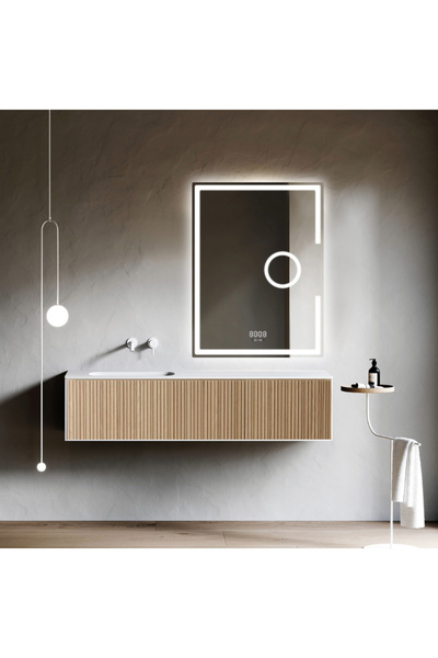 LedCorp Oglindă LED 60×80 cm cu lupă cosmetică, senzor de mișcare, 3 tipuri d...