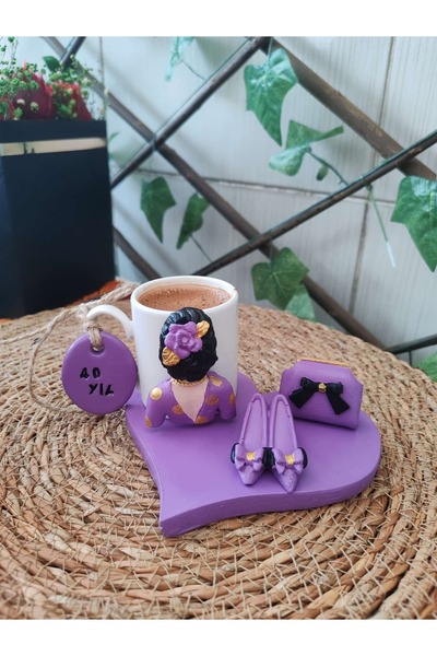 RivelCandle Mor Aşk Handmade Coffee Set - for 1 Person