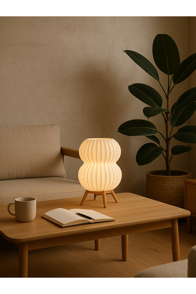 HyperDesign Modern Dekoratif Masa Lambası – Sıcak Sarı LED Işıklı Yatak Odası...