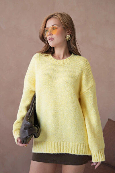 Park Karon Women's Crew Neck Soft Textured Oversized Knitwear Sweater 3032