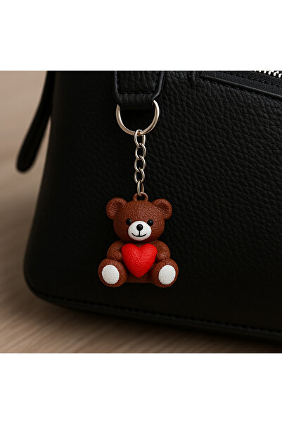 BESMYAR JEWELS 2 Piece Heart Teddy Bag Ornament - Lover Keychain - Christmas Ornament - Keychain