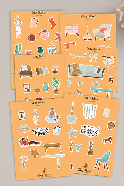 tinystoriestr مجموعة ملصقات ذات طابع مريح - 6 قطع / مفكرة، دفتر ملاحظات، مجلة...