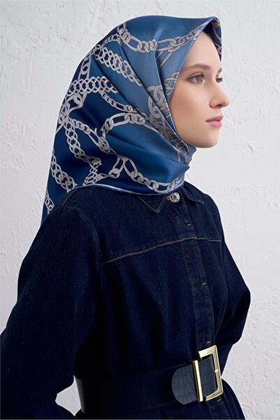 Armine Eșarfă din mătase pură Tivil 9427 - 06 Saks Blue cu model mixt