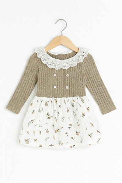 Carmin Baby Floral Patterned Crew Neck Baby Girl Dress