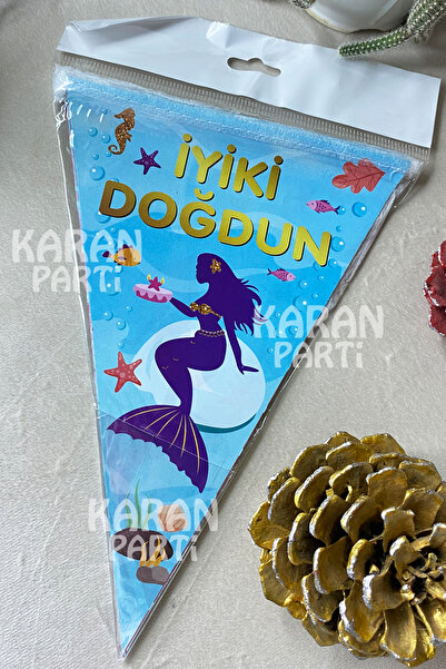 karanca parti süs لافتة علم مثلثية بتصميم حورية البحر لتزيين أعياد الميلاد