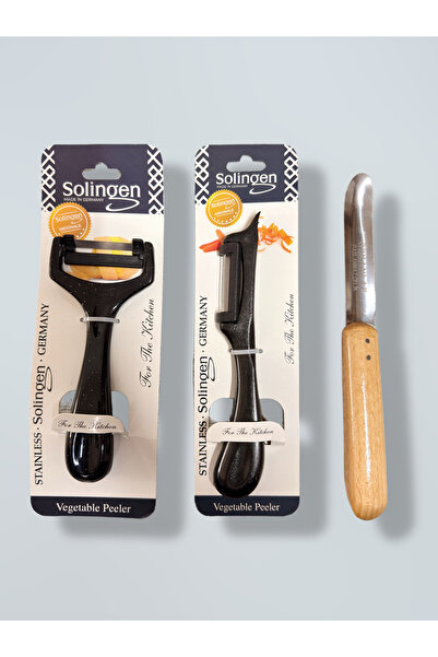 Sonline Solingen Simli SİYAH Düz Soyacak + Yan Soyacak Seti (OYACAK HEDİYELİ)