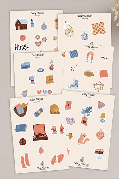 tinystoriestr مجموعة ملصقات ذات طابع مريح - 6 قطع / مفكرة، دفتر ملاحظات، مجلة...