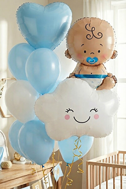 Baloncu Dede Boy Child Hospital Decoration Newborn Room Decoration Gender Reveal Party Supplies Balloons