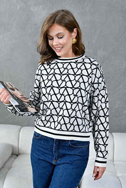 Park Karon Women's bicycle collar patterned Oversized knit sweater