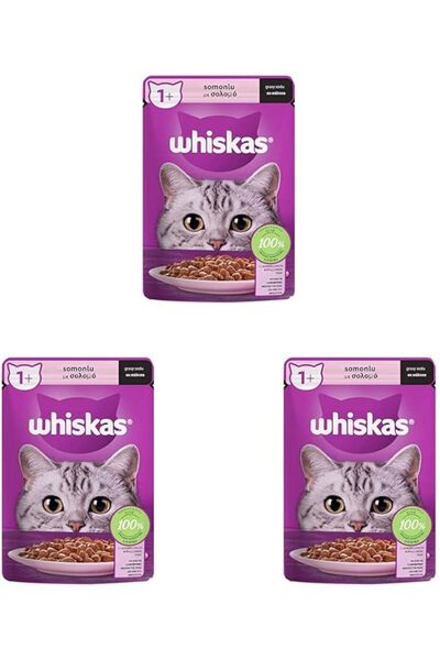Whiskas Somonlu Poşet Yaş Mama 85 G Tekli Paket 3lü paket