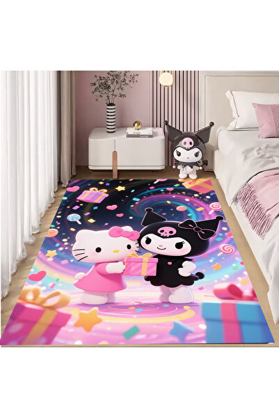 Reyhani KUROMİ-4 Desenli Kaymaz Taban Makinede Yıkanabilir Çocuk Gamıng Halıs...