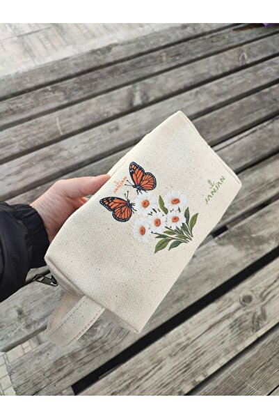 JANJAN Large Natural Makeup Bag, Organizer Bag, Organizer, Cosmetic Carrying Case,