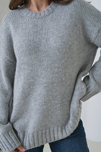 Park Karon Women's Crew Neck Soft Textured Oversized Knitwear Sweater 3032