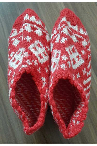 İyisini İstersen Women's Orlon Wool Yarn Handmade Knitted Patterned House Slippers Booties