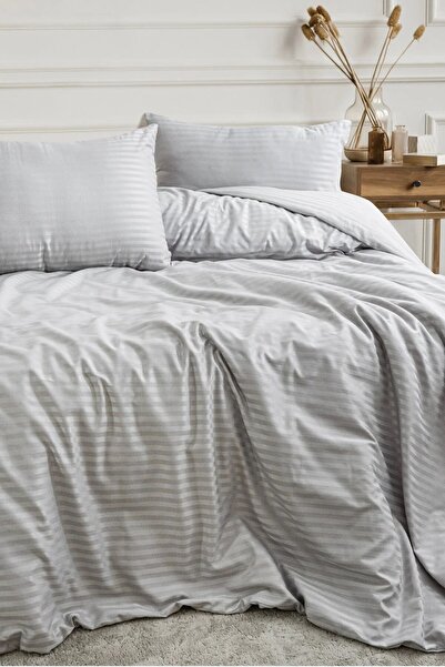 FAMİLYA COLLECTİON 5-Star Luxury Hotel Type Battal Striped Satin Duvet Cover ...