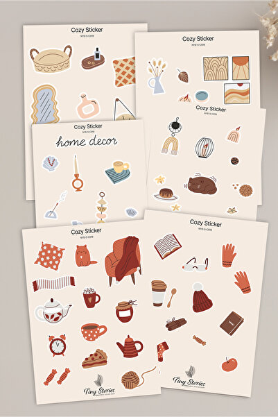 tinystoriestr مجموعة ملصقات ذات طابع مريح - 6 قطع / مفكرة، دفتر ملاحظات، مجلة...