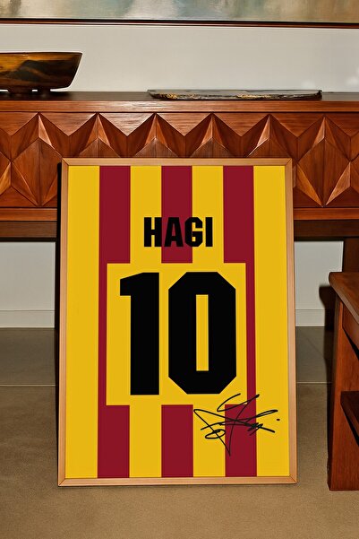 Base Concept Hagi 10 Numara Sarı Kırmızı Çubuklu Forma Tablo Poster (Çerçeveli)