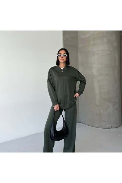 Tarzımızbir Zippered Modal Fabric Top and Bottom Hijab Tracksuit Set