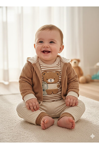 Babyim طقم رجالي مكون من 3 قطع بغطاء للرأس مصنوع من القطن بنسبة 100%