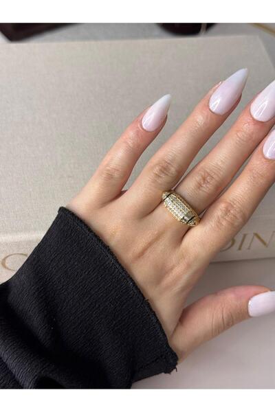 LEROSY CO. خاتم من الفولاذ قابل للتعديل مرصع بحجر الزركون الأسود - ذهبي