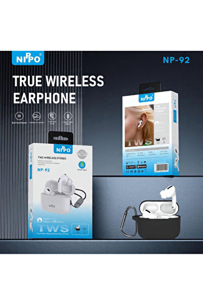 Nippo NP-92 TWS Bluetooth Earbuds, Noise Cancelling, Waterproof Sports Earphones with Charging Case