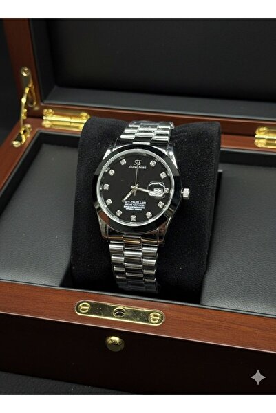 Feronnucci ساعة يد رجالية فاخرة بسوار فولاذي ومينا أسود وأبيض + مع سوار هدية +