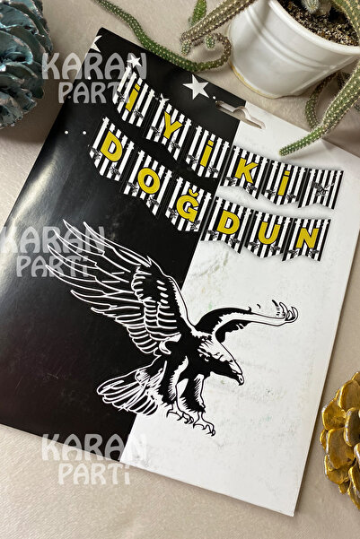 karanca parti süs لافتة مشجعين باللونين الأسود والأبيض، زينة للاحتفال بعيد ال...