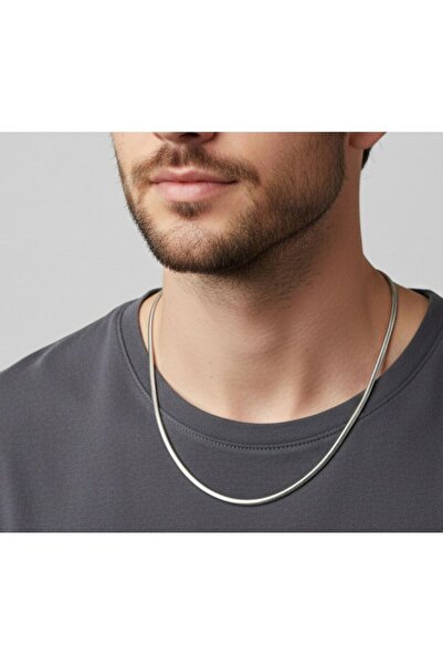AKSESUARIM Men's Thin Steel Necklace 1mm