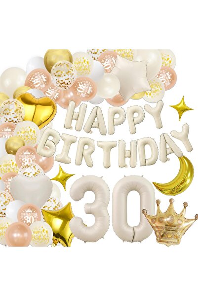 OEM Anniversary balloons, 30 years old, white gold, giant foil balloon with the number 30