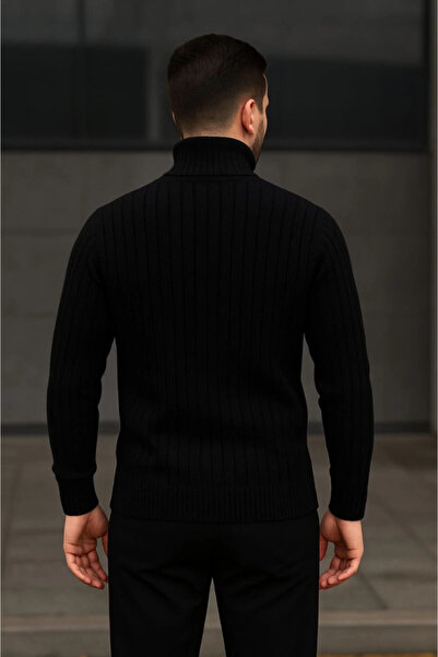 Zerenyus Men's Turtleneck Knitted Sweater Cotton Thick Corded Fabric Woven, Regular Fit Long Sleeve Winter m