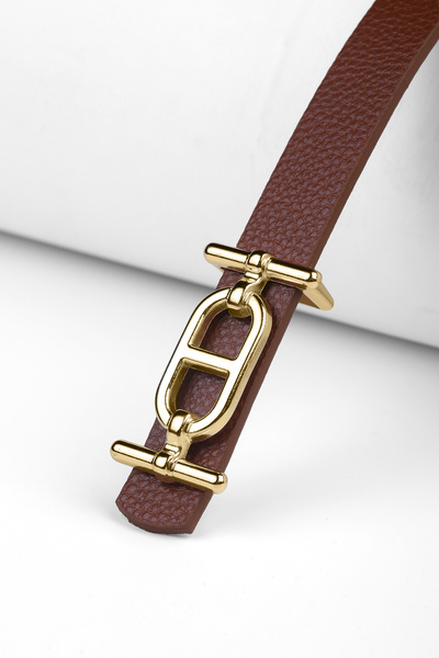 marisha Gold Tokalı Şık Taba Kadın Kemeri, Pantolon Kemeri, Gömlek Kemeri, Ce...